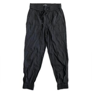 Theory Linen Blend Jogger Pants Women’s Size 2 Black Pull-On High-Rise